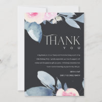 SOFT BLACK BLUSH BLUE FLORAL 25TH ANY AGE BIRTHDAY