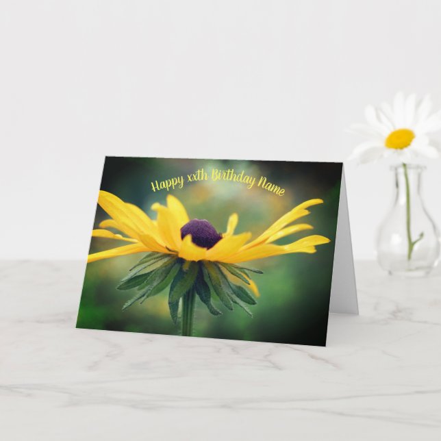 Soft Black Eyed Susan Personalised Birthday  Card (Small Plant)