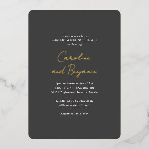 Soft Black Gold Script Chic Couples Wedding Shower