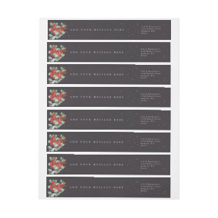 Soft Black Red Berries+Eucalyptus Holiday Classic Wrap Around Label