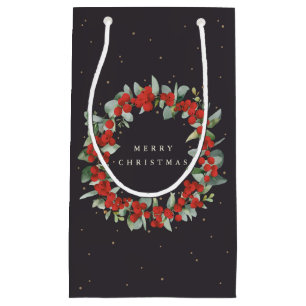 Soft Black Red Berry+Eucalyptus Christmas/Holiday Small Gift Bag