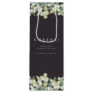 Soft Black Snowberry+Eucalyptus Christmas/Holiday Wine Gift Bag
