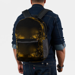 Soft Black Watercolor Gold Splash Elegant Printed Backpack
