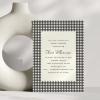 Soft Black White Gingham Plaid Bridal Shower