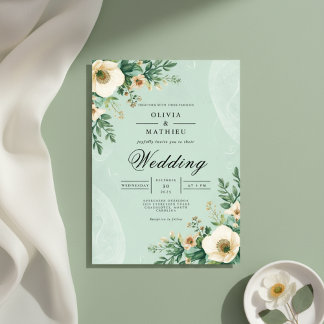 Soft Bloom Botanical Accent Wedding Invitation