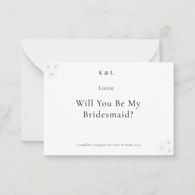 Soft Bloom Elegance Will You Be My Bridesmaid Card (Front)
