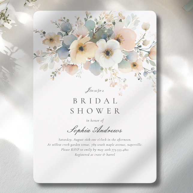 Soft Bloom Elegant Bridal Shower Invitation (Soft Bloom Elegant Bridal Shower Invitation - Print & Instant Download.)