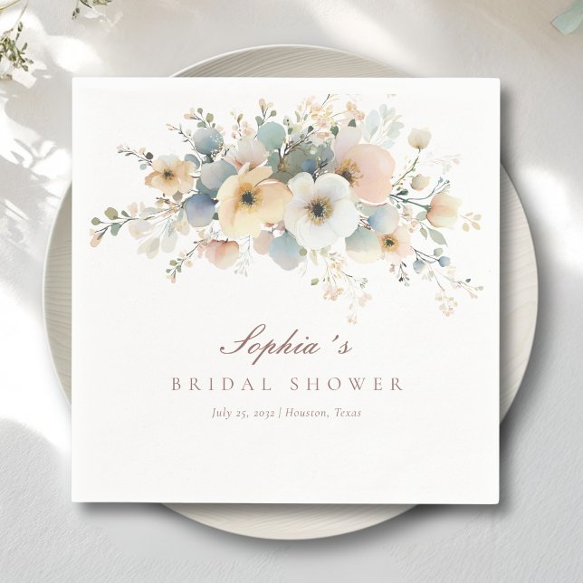 Soft Bloom Elegant Bridal Shower Napkin (Soft Bloom Elegant Bridal Shower Napkins)