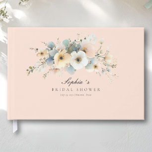 Soft Bloom Elegant Bridal Shower Peach Guest Book