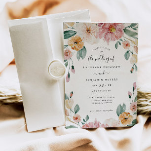 Soft Bloom Floral Summer Wedding Invitation Card 