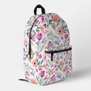 Soft Bloom Watercolor Flower Pattern Pastel Printed Backpack