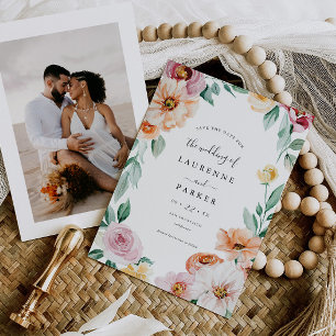 Soft Blooms Save the Date Announcement Invite Card