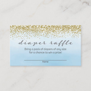 Soft Blue and Gold Baby Shower Diaper Raffle Enclosure Card