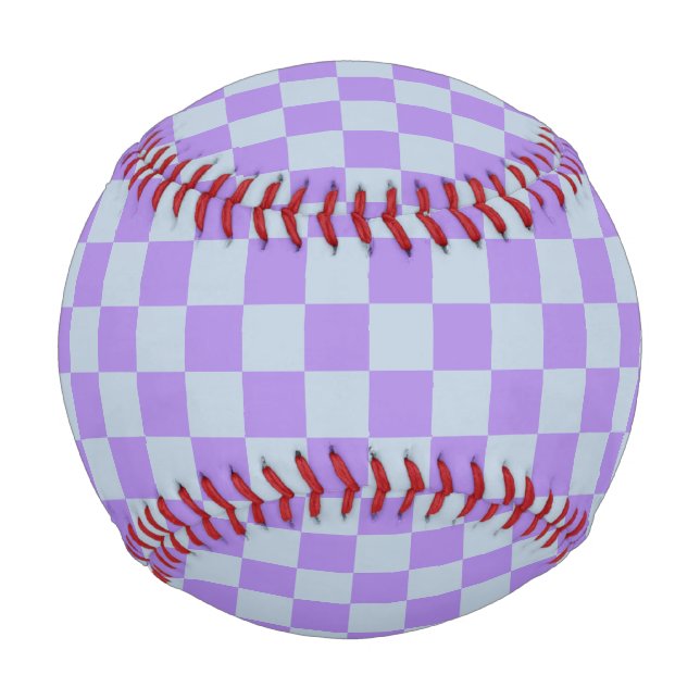 Soft Blue and Lavender Chequered Baseball (Front)