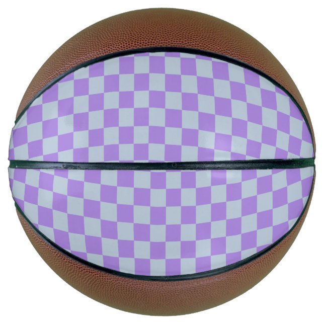 Soft Blue and Lavender Chequered Basketball (Front)