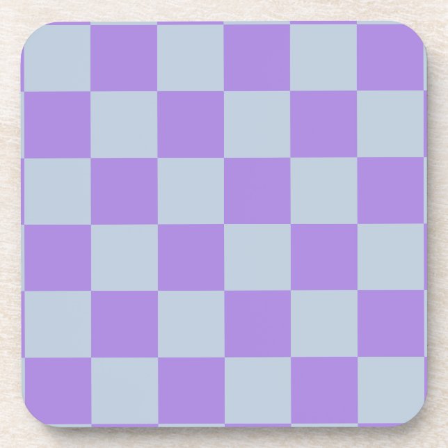 Soft Blue and Lavender Chequered Coaster (Front)