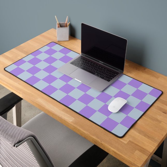 Soft Blue and Lavender Chequered Desk Mat (Office 2)