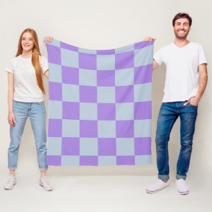 Soft Blue and Lavender Chequered Fleece Blanket