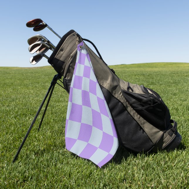 Soft Blue and Lavender Chequered Golf Towel (Green)