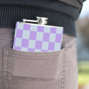 Soft Blue and Lavender Chequered Hip Flask