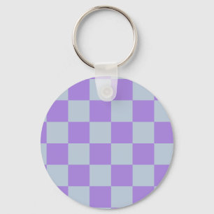 Soft Blue and Lavender Chequered Key Ring