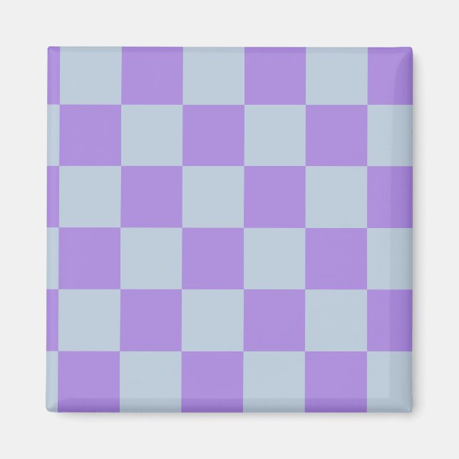 Soft Blue and Lavender Chequered Magnet (Front)