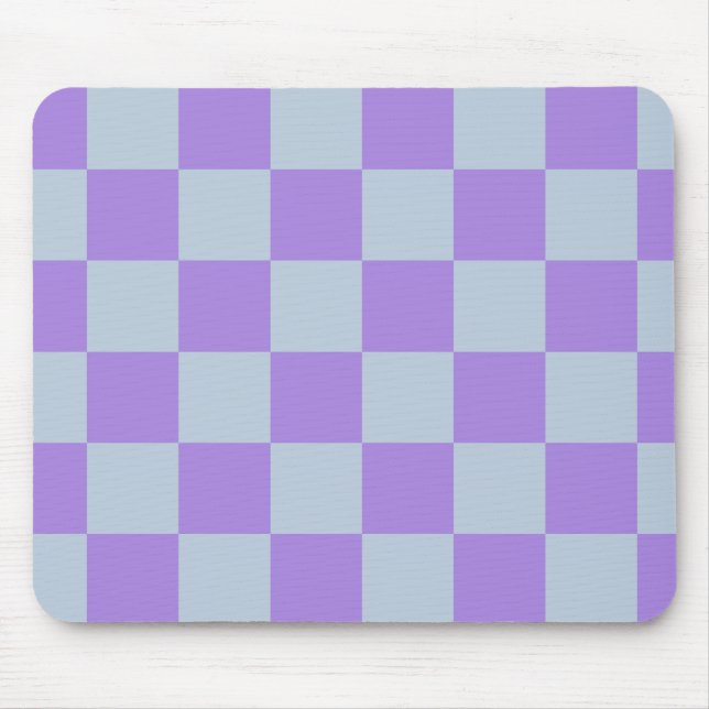 Soft Blue and Lavender Chequered Mouse Mat (Front)
