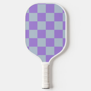 Soft Blue and Lavender Chequered Pickleball Paddle