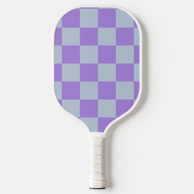 Soft Blue and Lavender Chequered Pickleball Paddle (Front)