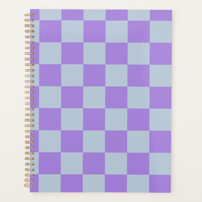 Soft Blue and Lavender Chequered Planner (Front)