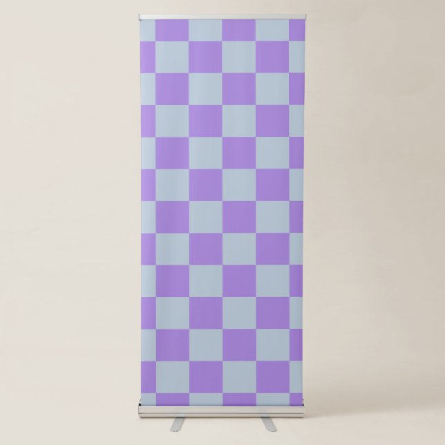 Soft Blue and Lavender Chequered Retractable Banner (Front)