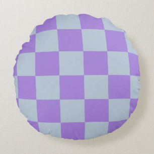 Soft Blue and Lavender Chequered Round Cushion