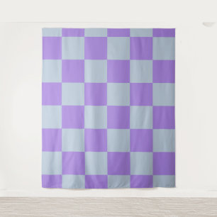 Soft Blue and Lavender Chequered Tapestry
