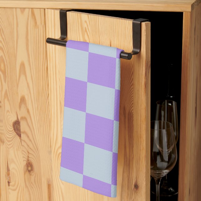 Soft Blue and Lavender Chequered Tea Towel (Thirds Fold)