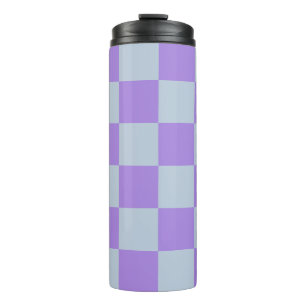 Soft Blue and Lavender Chequered Thermal Tumbler