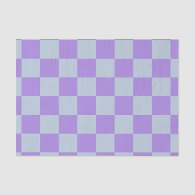 Soft Blue and Lavender Chequered Tissue Paper (Front)