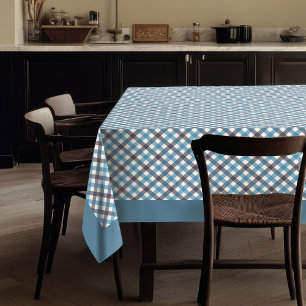 Soft Blue and Navy Plaid Tablecloth for Events
