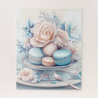 Soft Blue and Pink Macaron Delight  Jigsaw Puzzle