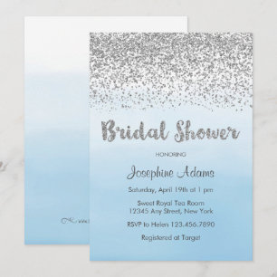 Soft Blue and Silver Bridal Shower Invitation