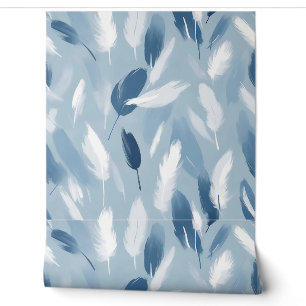 Soft Blue and White Feathers Abstract Wallpaper