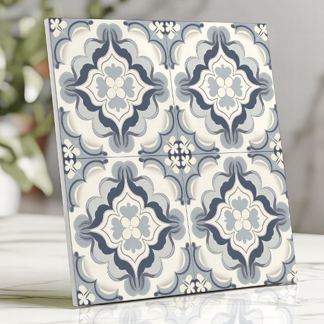 Soft Blue and White Floral Moroccan Tile (Creator Uploaded)