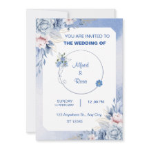 Soft Blue and White Floral Wedding Card
