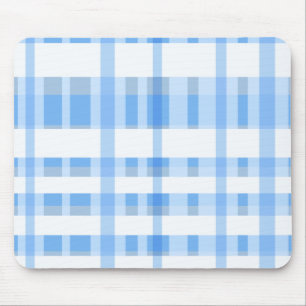 Soft Blue and white Plaid Mouse Mat