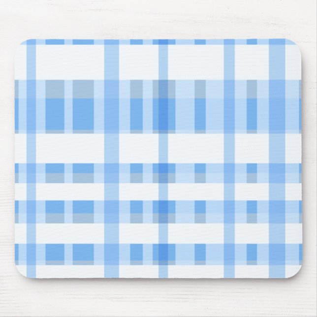 Soft Blue and white Plaid Mouse Mat (Front)