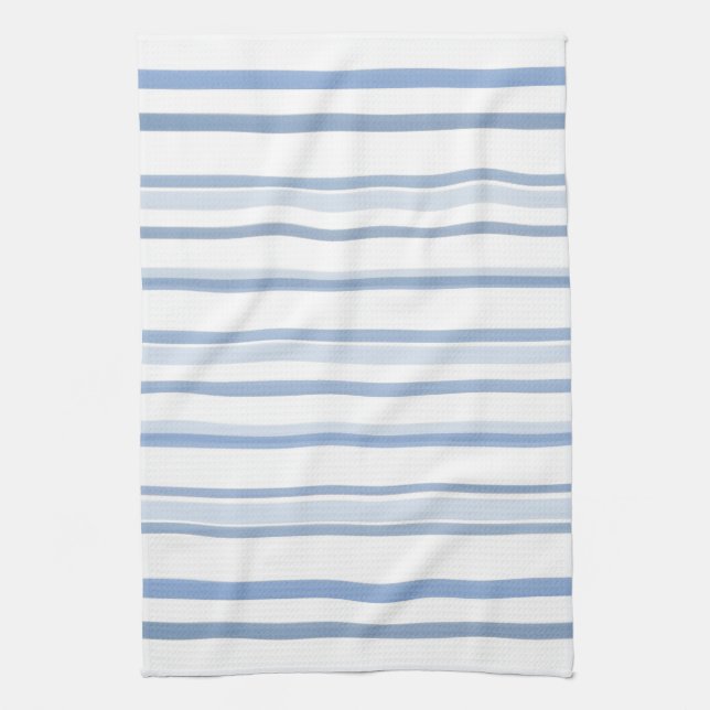 Soft Blue and White Watercolor Stripes Tea Towel (Vertical)