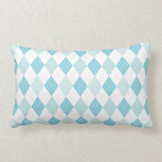 Soft Blue & Aqua Retro Seaside Argyle Pillow
