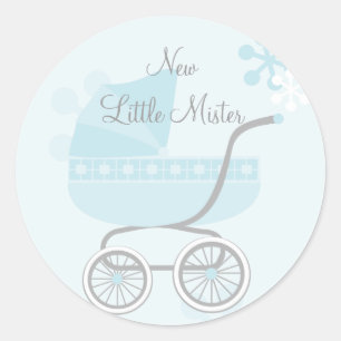 Soft Blue Baby Buggy Classic Round Sticker
