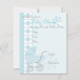 Soft Blue Baby Buggy Invitation