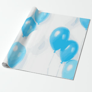 Soft Blue Balloon Pattern for Birthday Party Wrapping Paper