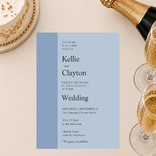 Soft Blue Bar Minimalist Modern Wedding Invitation
